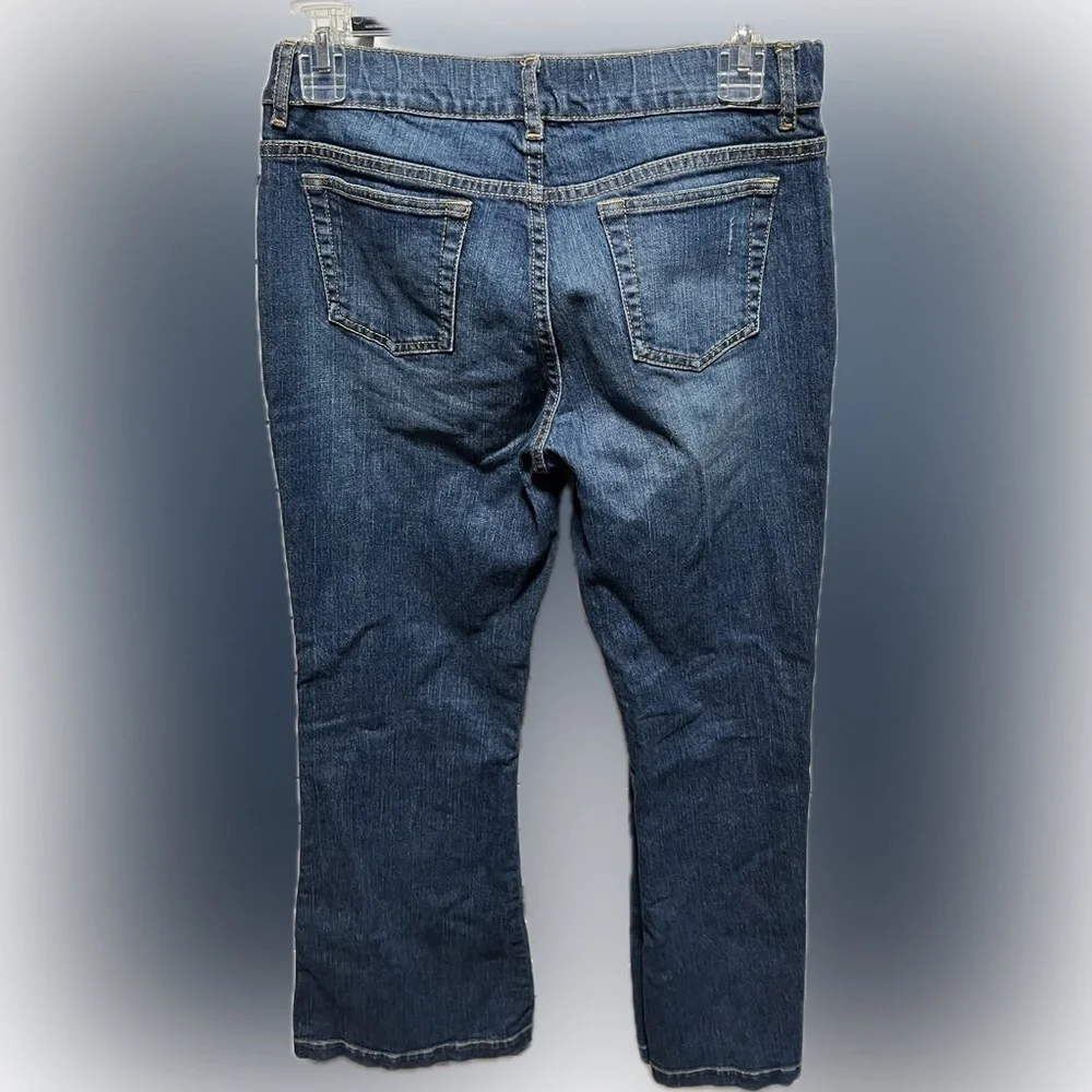 Gap Flare Blue Denim Jeans with Pink Embroidery